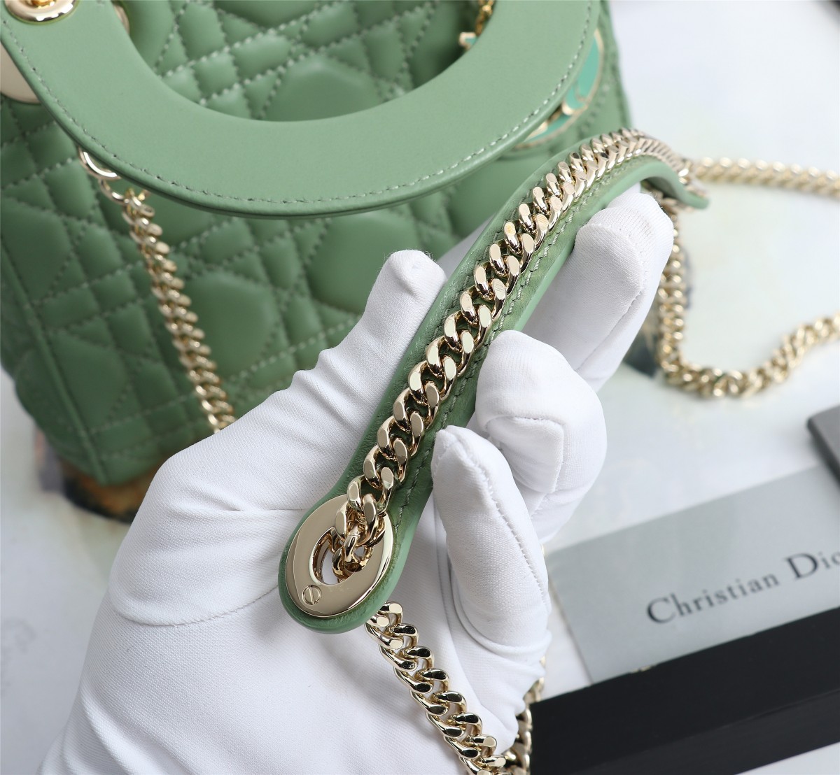 Mini Lady Dior Bag Green Cannage Lambskin